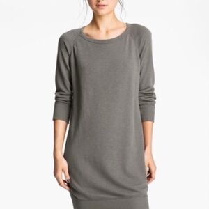 James Perse Charcoal Cotton Long Sleeve Dress
